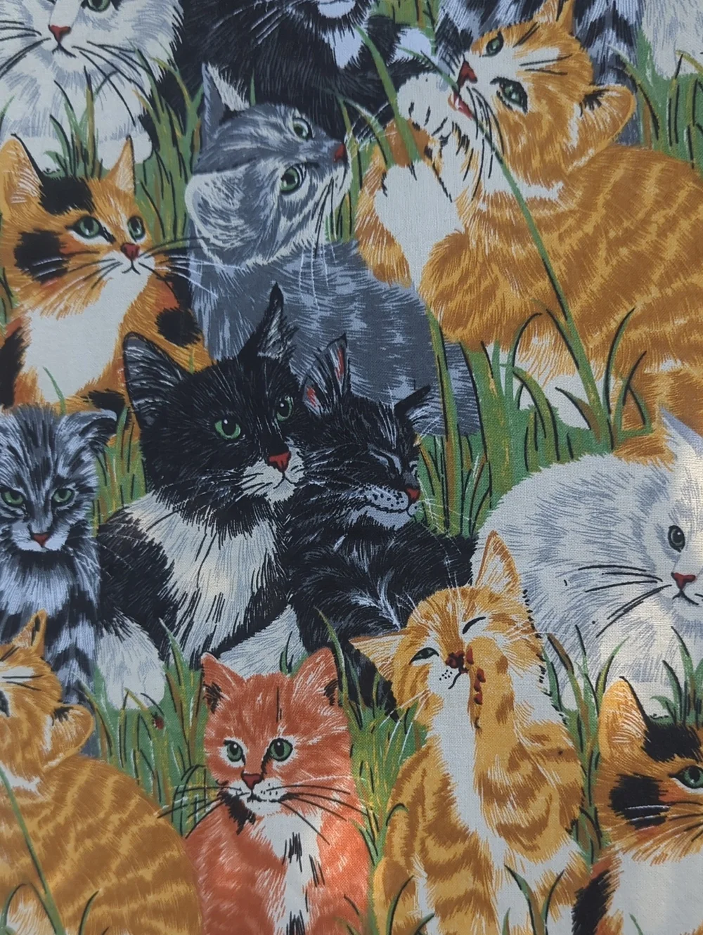 Vintage Cat Print Shower Curtain Fabric